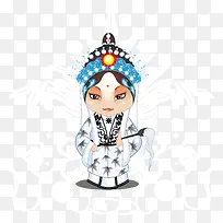 手绘卡通京剧观音菩萨形象矢量图-空若网 手绘卡通京剧观音菩萨形象矢量图-空若网