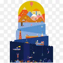 扁平化创意风景-空若网 扁平化创意风景-空若网