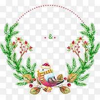 圣诞松枝上的小鸟-空若网 圣诞松枝上的小鸟-空若网