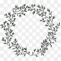 手绘叶子圆形边框-空若网 手绘叶子圆形边框-空若网