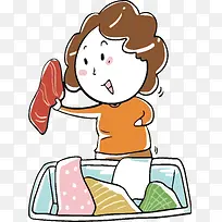 卡通洗衣服的女人矢量-空若网 卡通洗衣服的女人矢量-空若网