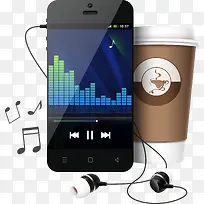 矢量智能手机与杯子-空若网 矢量智能手机与杯子-空若网
