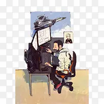 办公桌插画-空若网 办公桌插画-空若网