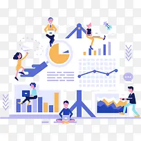 商务办公数据图表分析插画-空若网 商务办公数据图表分析插画-空若网