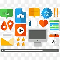 扁平化风格博客元素-空若网 扁平化风格博客元素-空若网