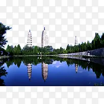 蓝色大理三塔摄影-空若网 蓝色大理三塔摄影-空若网