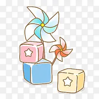 手绘方块和风车-空若网 手绘方块和风车-空若网