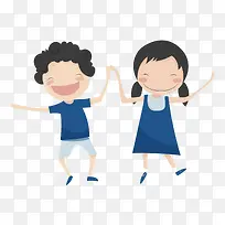 卡通手绘牵手男孩女孩-空若网 卡通手绘牵手男孩女孩-空若网