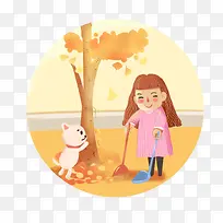 卡通手绘扫地的人-空若网 卡通手绘扫地的人-空若网