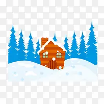 矢量橙色雪地房屋-空若网 矢量橙色雪地房屋-空若网