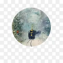 雪中行驶的火车插画-空若网 雪中行驶的火车插画-空若网