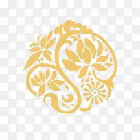 黄色矢量复古花纹素材-空若网 黄色矢量复古花纹素材-空若网