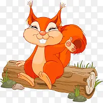坐在木头上的松鼠-空若网 坐在木头上的松鼠-空若网