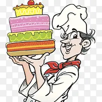 蛋糕厨师插画-空若网 蛋糕厨师插画-空若网