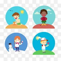 卡通小孩春夏秋冬素材图片-空若网 卡通小孩春夏秋冬素材图片-空若网