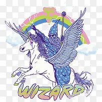 矢量卡通彩虹独角兽-空若网 矢量卡通彩虹独角兽-空若网