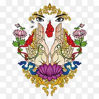 彩色花纹五官插画-空若网 彩色花纹五官插画-空若网