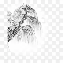 黑色绿树水墨画风-空若网 黑色绿树水墨画风-空若网