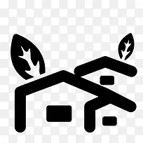 水墨房子绿树图标-空若网 水墨房子绿树图标-空若网