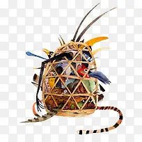 插画动物笼子-空若网 插画动物笼子-空若网