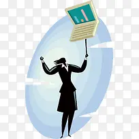 矢量举着电脑的商务女-空若网 矢量举着电脑的商务女-空若网