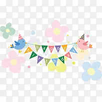 矢量手绘卡通彩旗-空若网 矢量手绘卡通彩旗-空若网