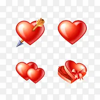 4个爱心礼盒图标-空若网 4个爱心礼盒图标-空若网