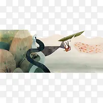 手绘水彩插画-空若网 手绘水彩插画-空若网