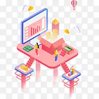 2.5D数据统计矢量插画-空若网 2.5D数据统计矢量插画-空若网