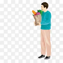 抱着蔬菜的男人-空若网 抱着蔬菜的男人-空若网