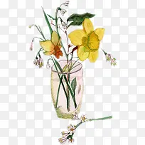 手绘杯子中的花朵-空若网 手绘杯子中的花朵-空若网