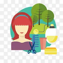 矢量扁平化女性护肤用品-空若网 矢量扁平化女性护肤用品-空若网