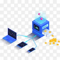 金融符号2.5D矢量科技插画-空若网 金融符号2.5D矢量科技插画-空若网