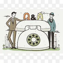 商务电话插画矢量素材,-空若网 商务电话插画矢量素材,-空若网