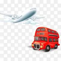 飞机客车旅游PNG矢量素材-空若网 飞机客车旅游PNG矢量素材-空若网