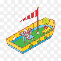 扁平化卡通船舶-空若网 扁平化卡通船舶-空若网