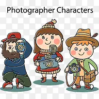 3个彩绘摄影人物矢量素材-空若网 3个彩绘摄影人物矢量素材-空若网