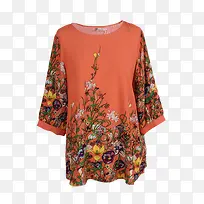 橙色雪纺碎花上衣-空若网 橙色雪纺碎花上衣-空若网