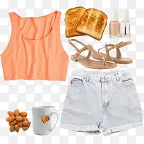 橘色无袖露脐上衣-空若网 橘色无袖露脐上衣-空若网