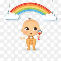 可爱婴儿和彩虹剪贴画矢量图-空若网 可爱婴儿和彩虹剪贴画矢量图-空若网
