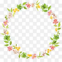 圆形水彩花叶边框-空若网 圆形水彩花叶边框-空若网