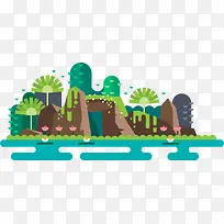 扁平化山林景色矢量图-空若网 扁平化山林景色矢量图-空若网