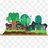 扁平化山林景色矢量图-空若网 扁平化山林景色矢量图-空若网