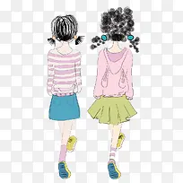 可爱卡通少女背影-空若网 可爱卡通少女背影-空若网