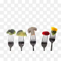 刀叉上的蔬菜-空若网 刀叉上的蔬菜-空若网