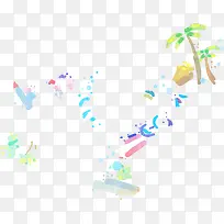 手绘彩色椰树装饰-空若网 手绘彩色椰树装饰-空若网