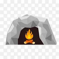 矢量山洞取火素材-空若网 矢量山洞取火素材-空若网