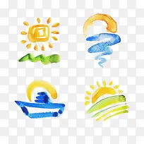 水彩画日出-空若网 水彩画日出-空若网