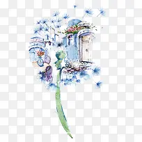 创意水彩蒲公英造型-空若网 创意水彩蒲公英造型-空若网
