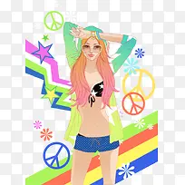 穿着泳装的时尚女人矢量素材-空若网 穿着泳装的时尚女人矢量素材-空若网